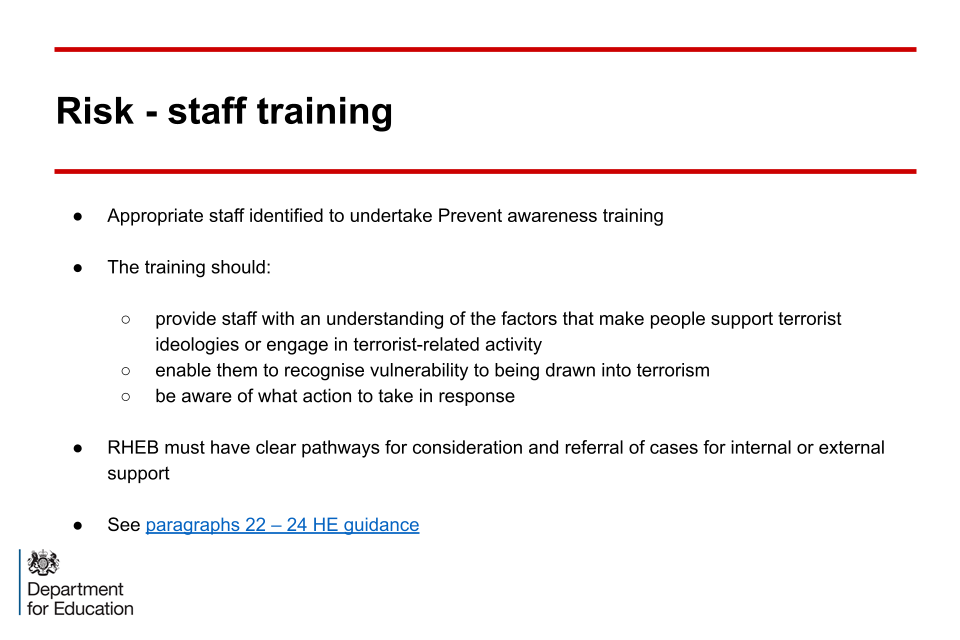 An image of slide 14: risk - staff training