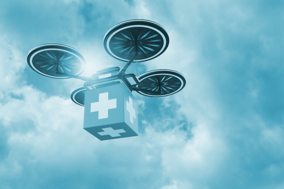 Drone carrying medical supplies
