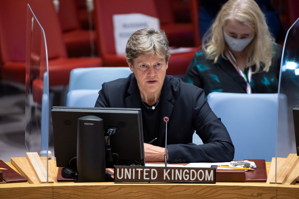 Ambassador Barbara Woodward at the Security Council (UN Photo)