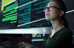 Person viewing a screen of data