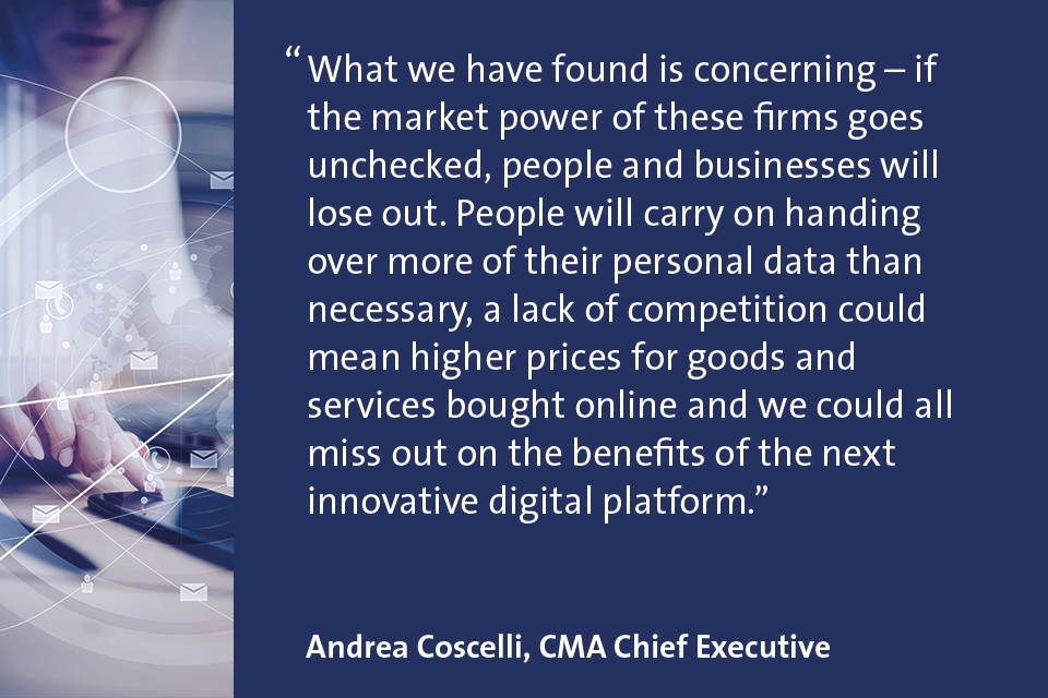 People will carry on handing over more of their personal data than necessary, a lack of competition could mean higher prices for goods and services bought online and we could all miss out on the benefits of the next innovative digital platform