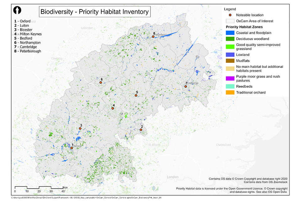 Priority Habitats across the Arc. There is a diverse selection of priority habitats with deciduous woodland being the most common priority habitat (60%), with coastal and floodplain habitat along the major rivers in the Arc.