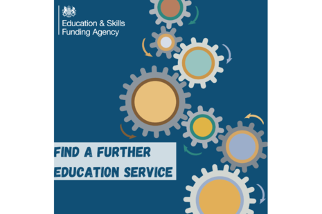 Promotional image for ESFA's find a further education service.