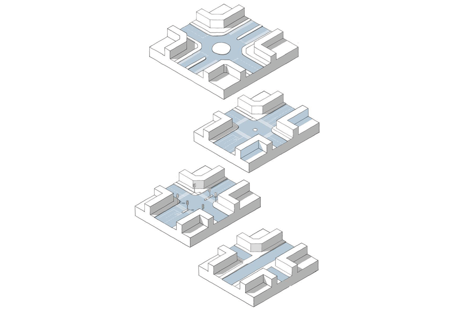 Four illustrative 3D line drawings showing different types of junction. The following text describes what is being illustrated in each case: