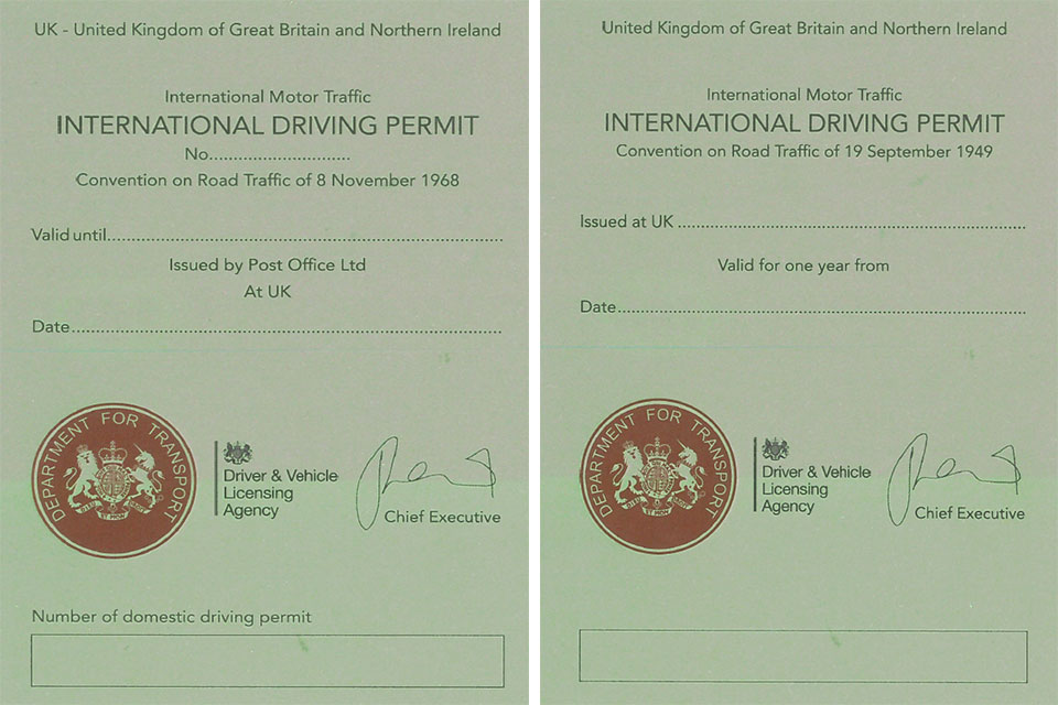 1968 and 1949 international driving permits.