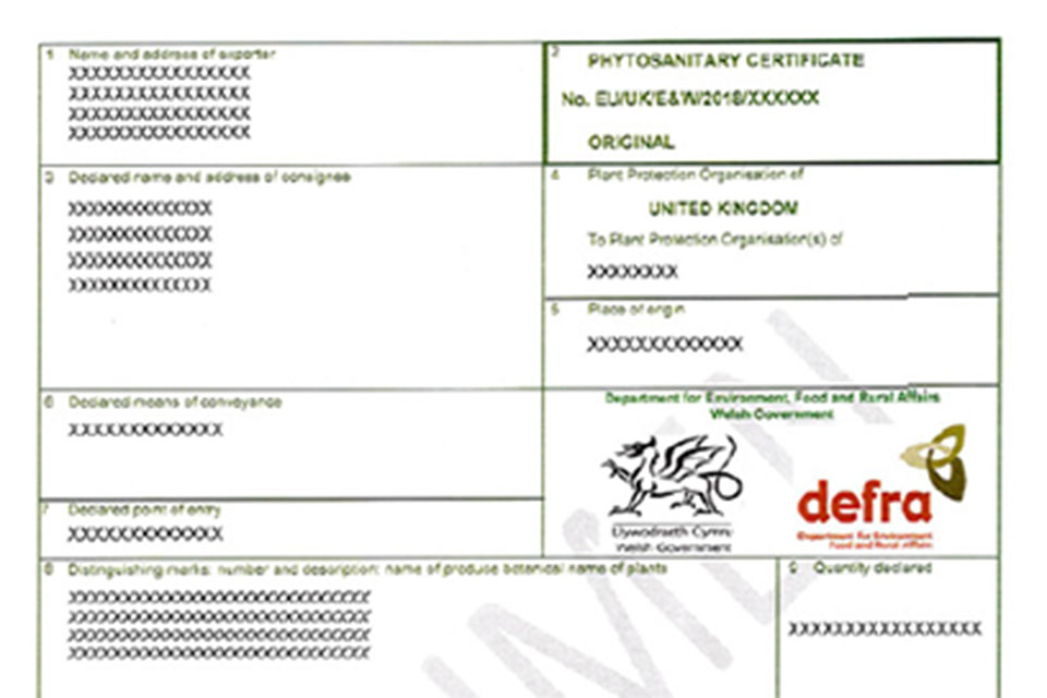 Phytosanitary certificate.