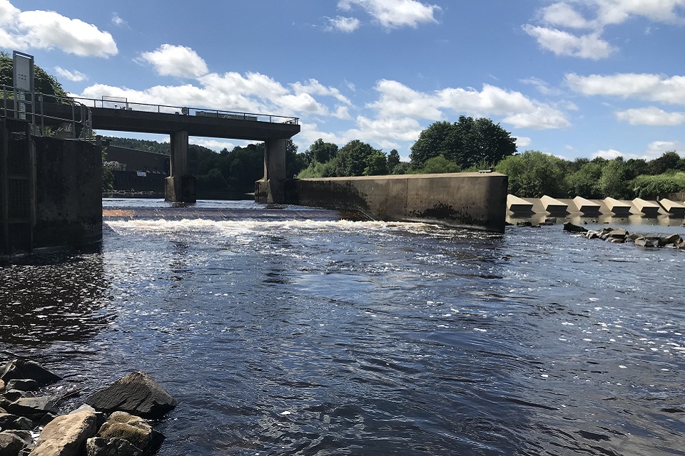 The image shows where the new eel pass and fish counter will be at Riding Mill 
