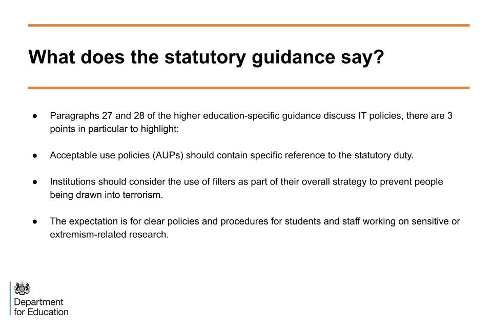 Image of slide 1: what does the statutory guidance say?