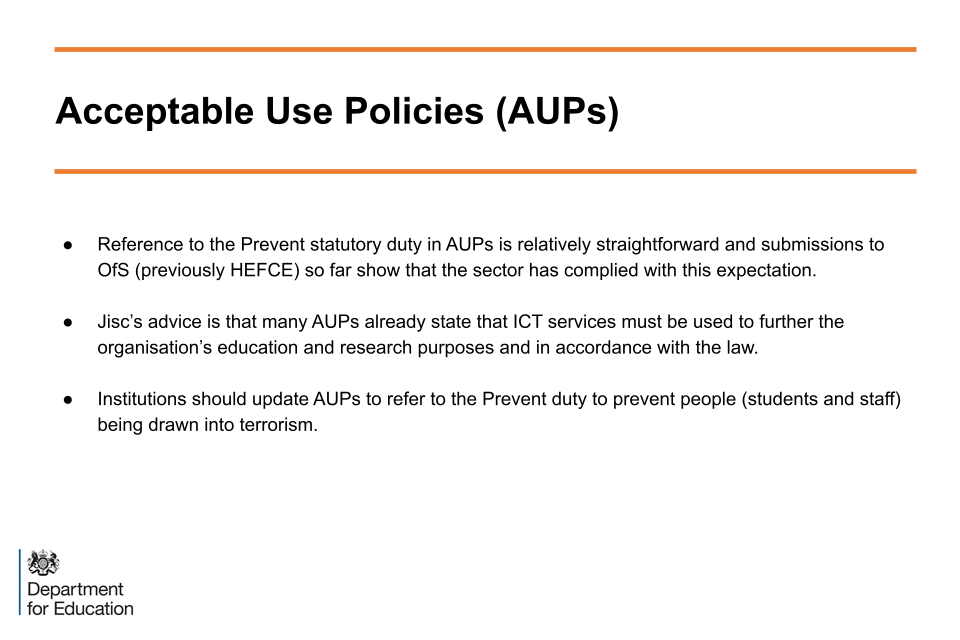 Image of slide 2: acceptable use policies (AUPs)