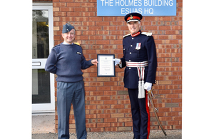 Sqn Ldr Campbell Blake and Lord Lieutenant of Fife Robert Balfour hold the Prince of Wales award.