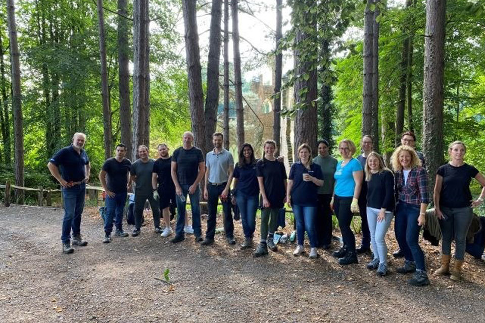 National Highways project team get stuck into volunteering day at Painshill Park