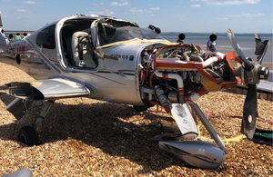 G-CTAM after it was righted, the engine cowling removed, and the wings cut off.