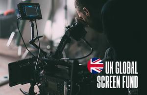 An image showing a cameraman with the words: UK Global Screen Fund