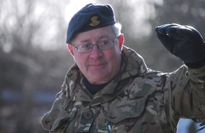 Squadron Leader Alyn Thompson in uniform and beret.