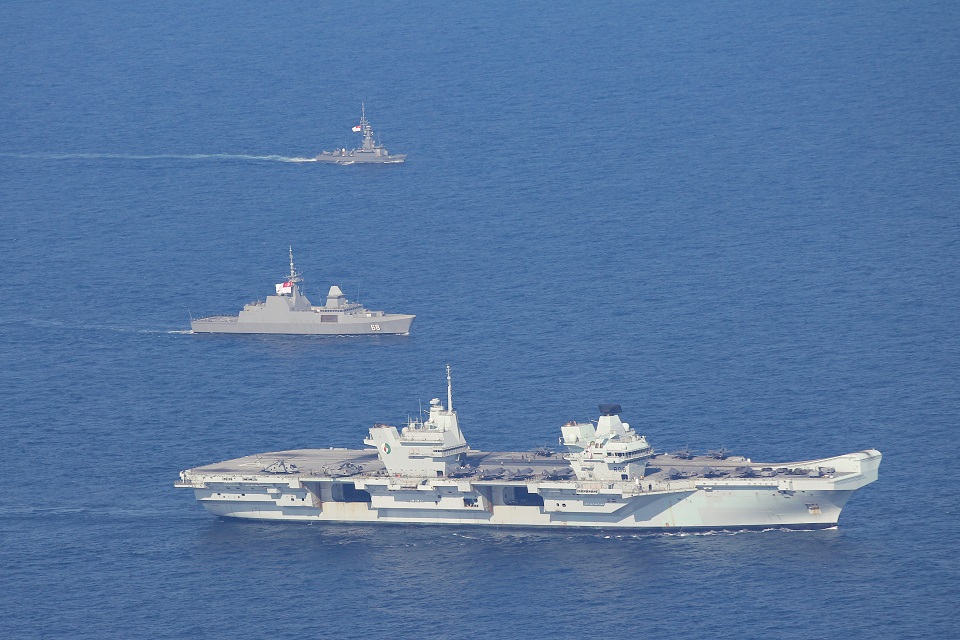 (from top) RSS Vigour, RSS Formidable and HMS Queen Elizabeth