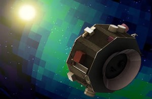 This illustration shows the Interstellar Mapping and Acceleration Probe observing signals from the interaction of the solar wind with the winds of other stars.