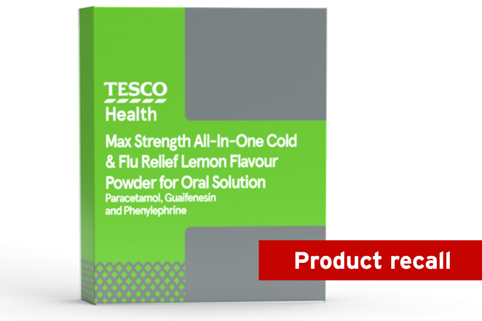 Tesco Max All-In-One Chesty Cough & Cold Lemon Sachets are being recalled