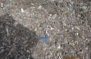 The images shows some of the shredded mixed waste on site
