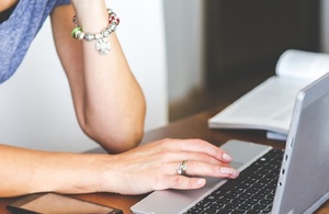 Woman working on laptop