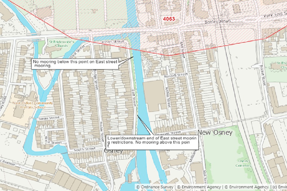 Map of East Street Moorings, Oxford
