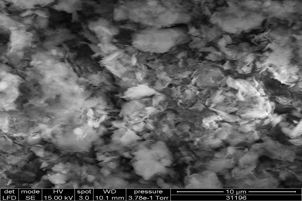 Scanning electron micrograph of corroded Magnox sludge sample used