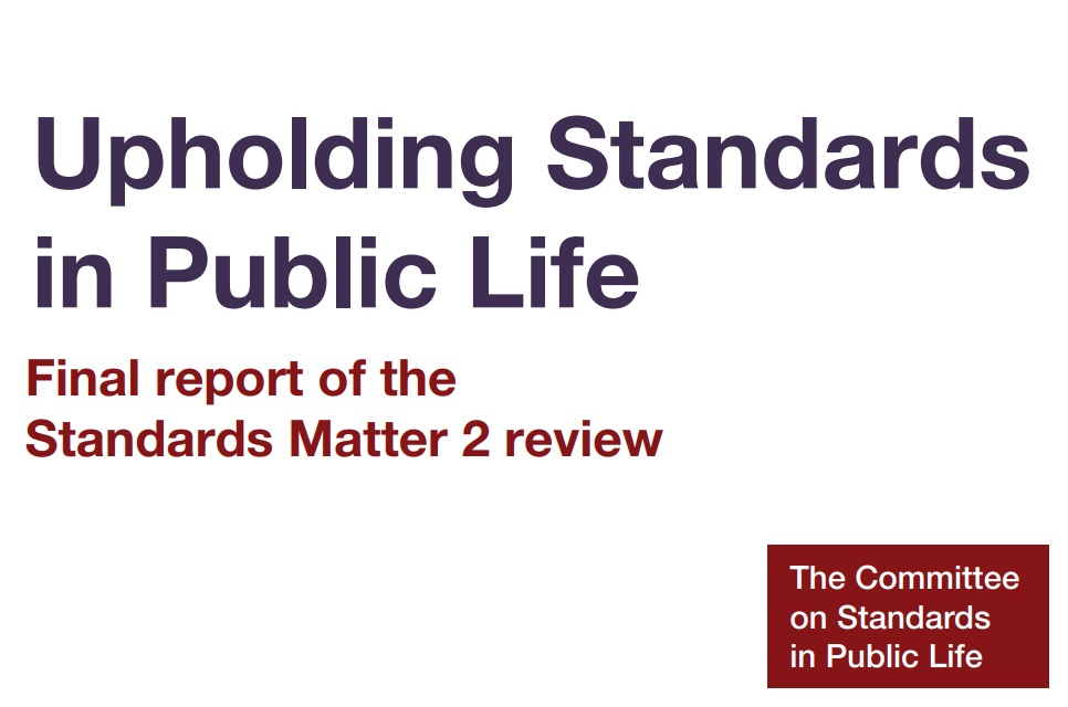 The words 'upholding standards in public life' and 'final report of the standards matter 2 review', and the Committee's logo.