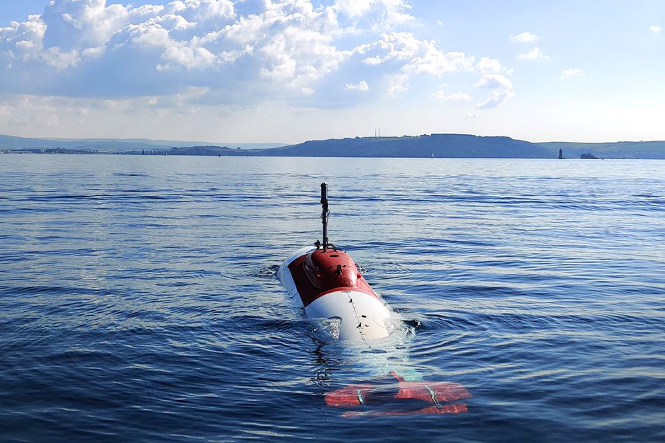 Extra Large Uncrewed Underwater Vehicle partially submerged