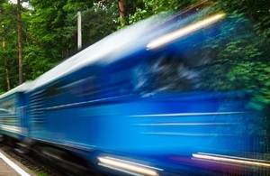 Blurred image of speeding train