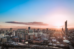 photograph of the Manchester skyline.