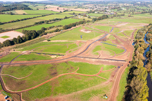 Aerial photo of channels dug in lower reaches of the River Otter