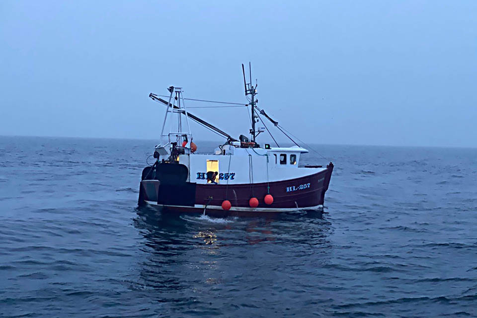 The prawn trawler Achieve at sea