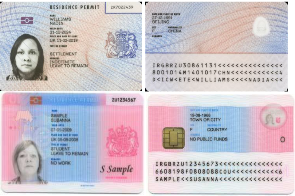 Obverse and reverse specimen image design of Biometric Residence Permit in circulation from the beginning of January 2021. 
