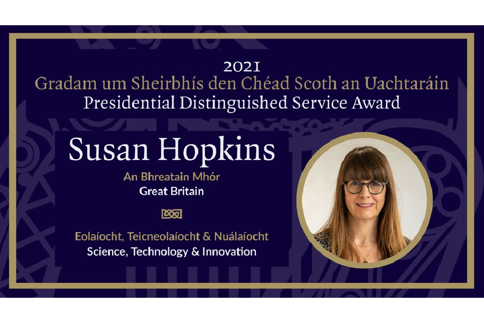 Susan Hopkins awarded the Irish government’s Presidential Distinguished Service Award