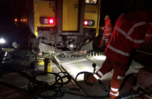 The derailed train following the collision (image courtesy of Network Rail)