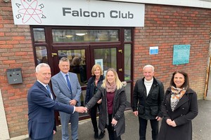 David Peattie, hands over Falcon Club keys to committee members