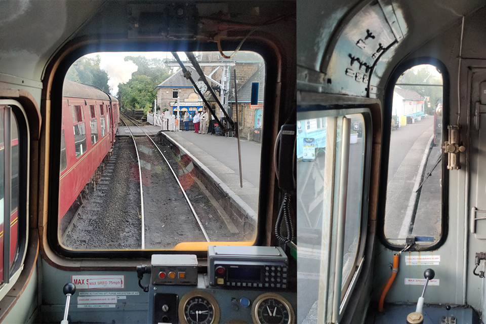 Driver view of the line ahead from cab-leading and cab-trailing driving positions