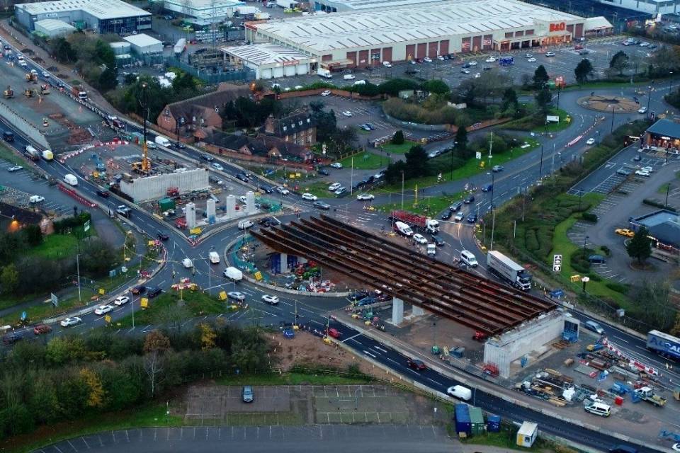Footage shows giant steel beams installed for new £61m Coventry flyover