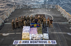 HMS Montrose crew with seized drugs