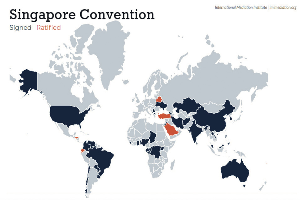 Map of Singapore Convention signatories and parties