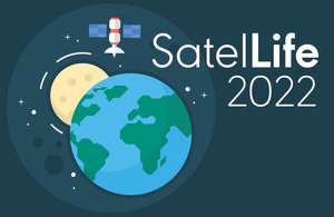 SatelLife 2022 logo with a cartoon Earth and satellite