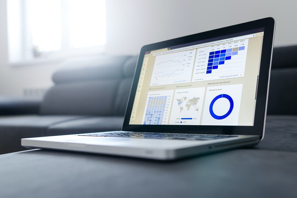 Laptop with Blue Graph