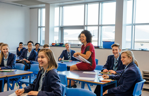 Smiling secondary school students