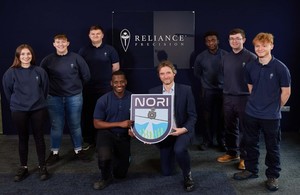 Team Nori from left to right Maria Perrins, Courtney Livsey, Daniel Haigh, Charles Mukoyi, Tom Worsley, Daniel Lewis, Rory White and Sam Spurr. Credit: UK Space Agency