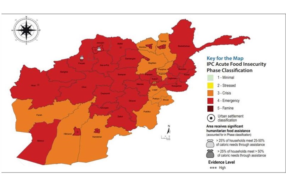 A map showed areas of projected food insecurity 