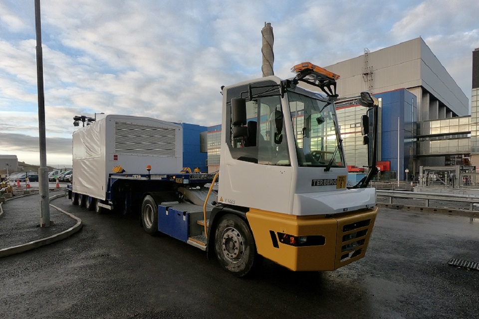 The test storage box being transferred by road