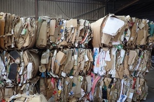 Stacks of waste cardboard used as packaging