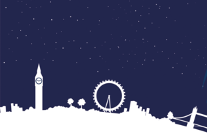 Graphic of night sky over London