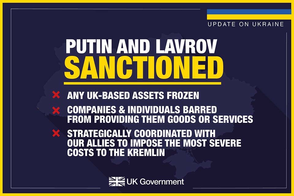 UK Government sanctions Vladimir Putin and Sergey Lavrov