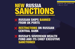 New Russia sanctions: Russian ships banned from UK ports, restrictions on Russian Central Bank, Russia's sovereign wealth fund and its chief executive sanctioned