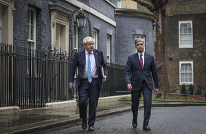 Prime Minister, Boris Johnson with The Ukrainian Ambassador to the Ukraine Vadym Prystaiko.